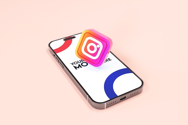 PSD icono de redes sociales 3d de snapchat con plantilla de maqueta de teléfono 15 con texto editable renderizado en 3d