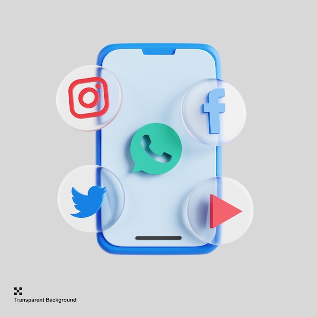 PSD icono de redes sociales 3d