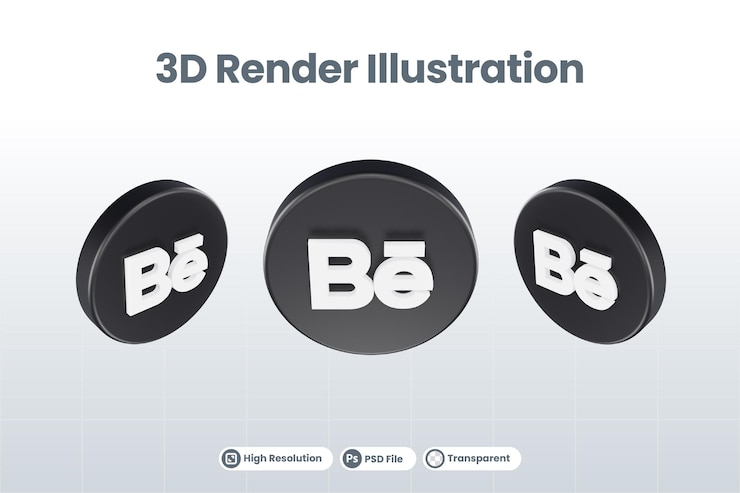 PSD icono de redes sociales behance logo aislado render 3d