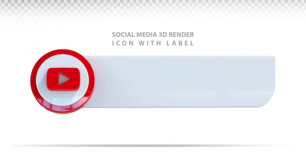 Icono de redes sociales etiqueta de youtube 3d