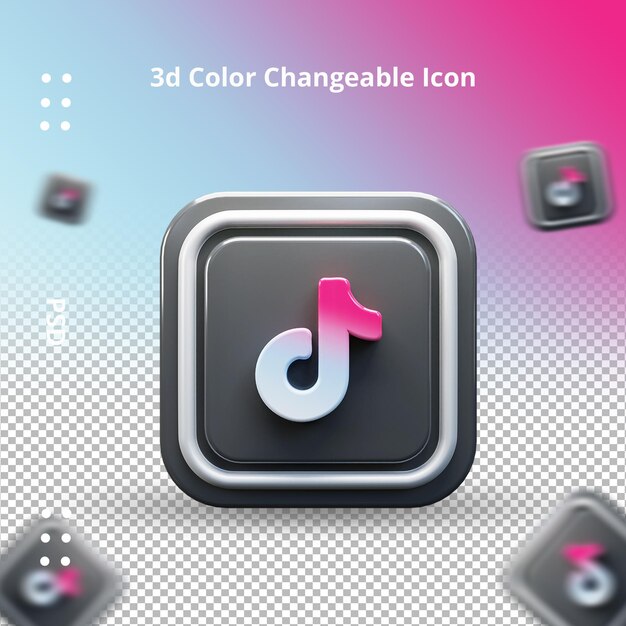 icono de redes sociales ilustración 3d tiktok redes sociales logotipo de botón 3d
