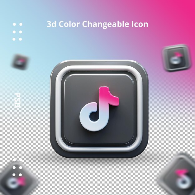 Icono de redes sociales ilustración 3d tiktok redes sociales logotipo de botón 3d
