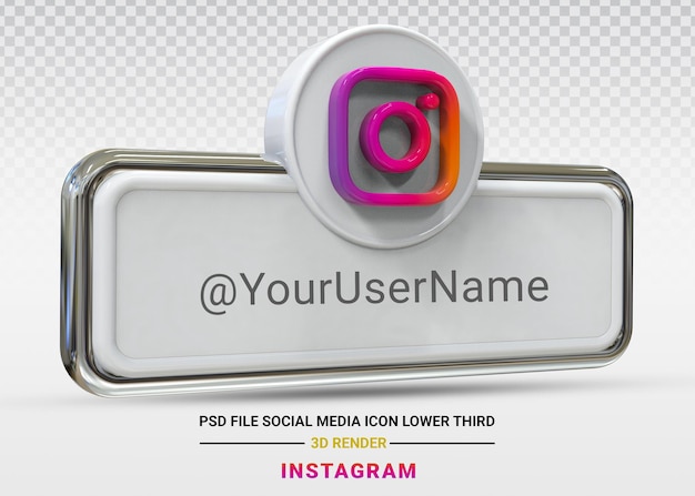 Icono de redes sociales de instagram render 3d de banner web de tercio inferior