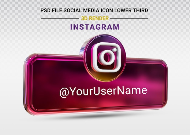 PSD icono de redes sociales de instagram tercer banner inferior 3d render