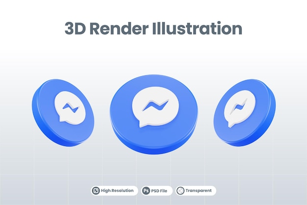 Icono de redes sociales logotipo de messenger aislado 3d render