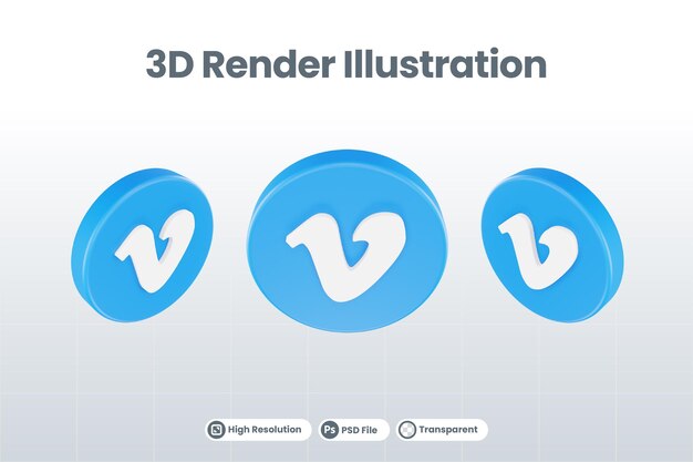 Icono de redes sociales logotipo de vimeo aislado render 3d