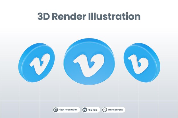 PSD icono de redes sociales logotipo de vimeo aislado render 3d