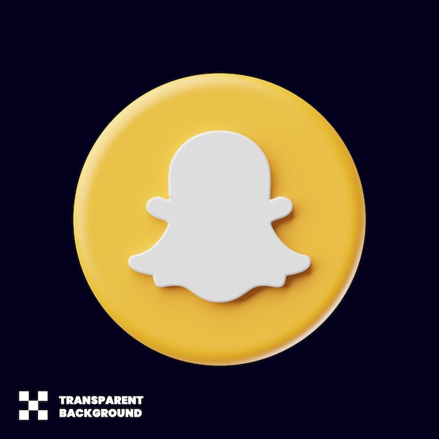 Icono de redes sociales de Snapchat en renderizado 3D minimalista