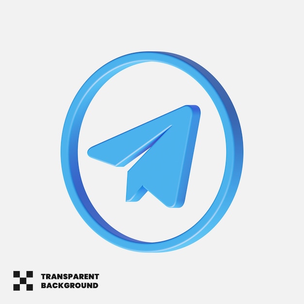 Icono de redes sociales de Telegram en 3D Render
