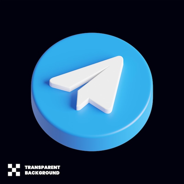 El icono de las redes sociales de telegram 3d