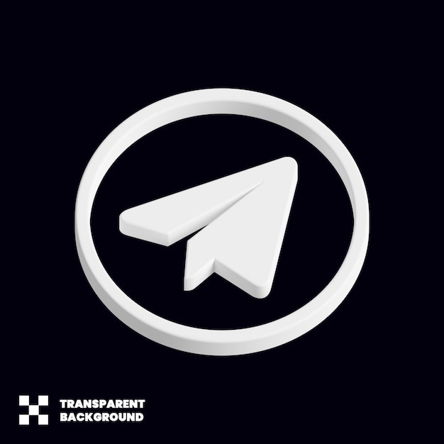 El icono de las redes sociales de Telegram 3D