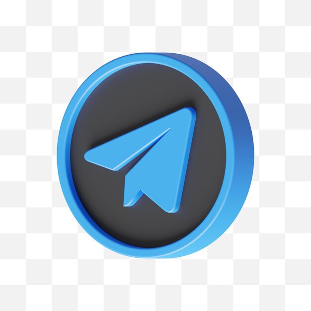 Icono de redes sociales de Telegram modelo 3d