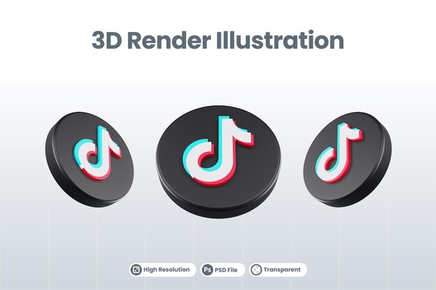 Icono de redes sociales tiktok logo aislado 3d render