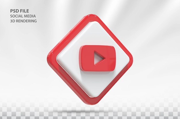 Icono de redes sociales Youtube 3d render