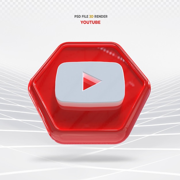 PSD icono de redes sociales de youtube 3d