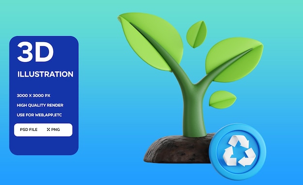 Icono de reforestación en 3D