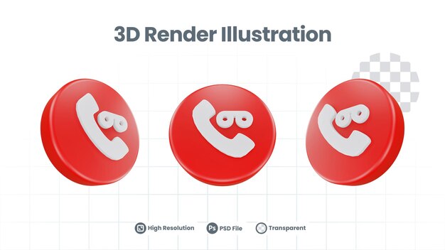 Icono de registro de voz de correo de voz de representación 3D para promoción de redes sociales de aplicaciones móviles web