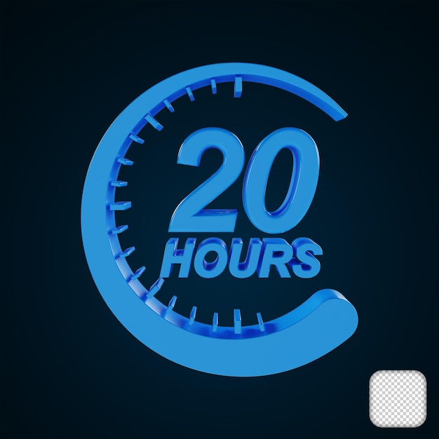 Icono de reloj de 20 horas ilustración 3d