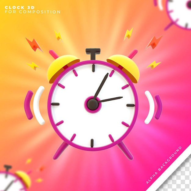 PSD icono de reloj 3d para composición