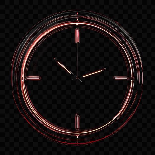 PSD icono de reloj 3d con manillas de horas y minutos hechas con smoked gl psd y2k glowing neon diseño de logotipo web