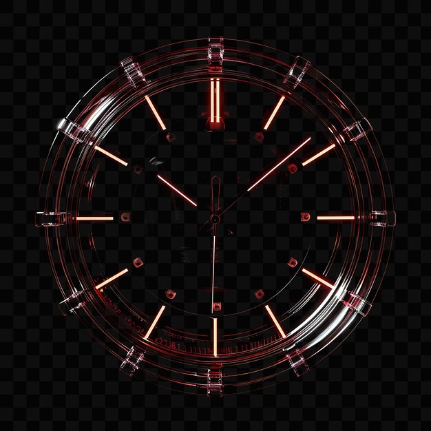 PSD icono de reloj 3d con manillas de horas y minutos hechas con smoked gl psd y2k glowing neon diseño de logotipo web