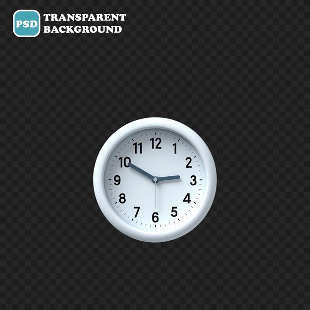 PSD icono del reloj aislado ilustración de renderizado 3d