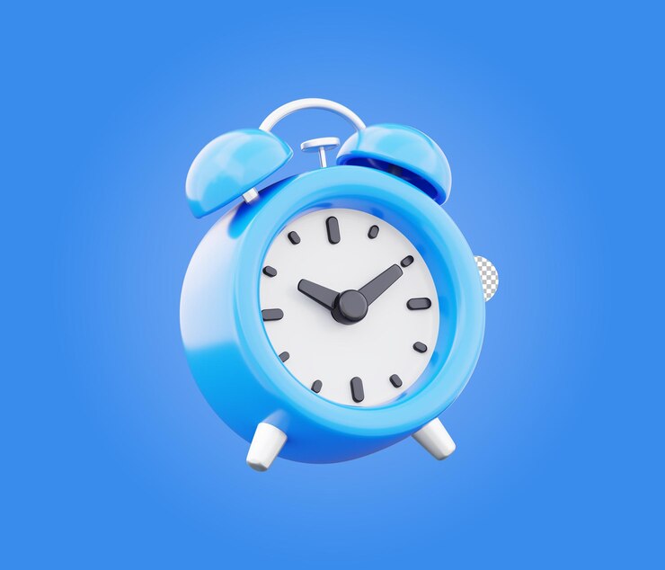 PSD ícono de reloj de alarma 3d símbolo de hora objeto aislado en fondo transparente
