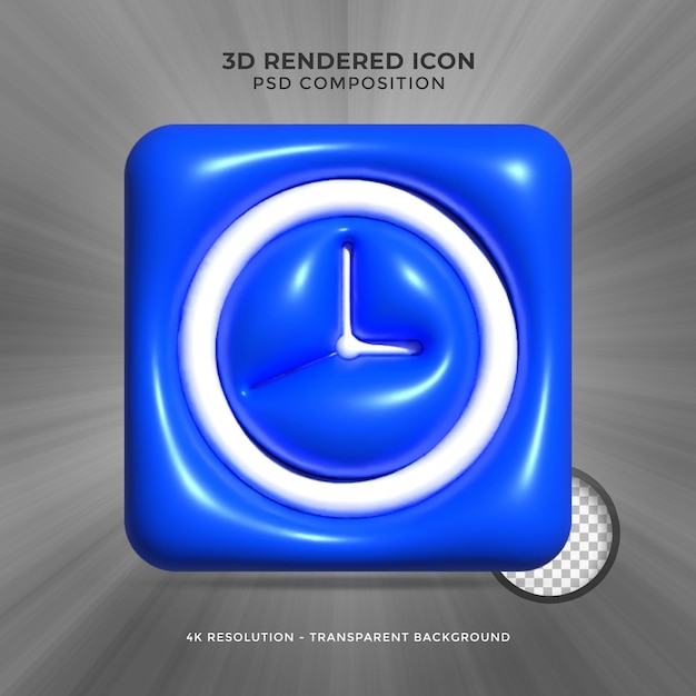 PSD icono de reloj circular ilustración de renderizado 3d simple concepto de reloj redondo
