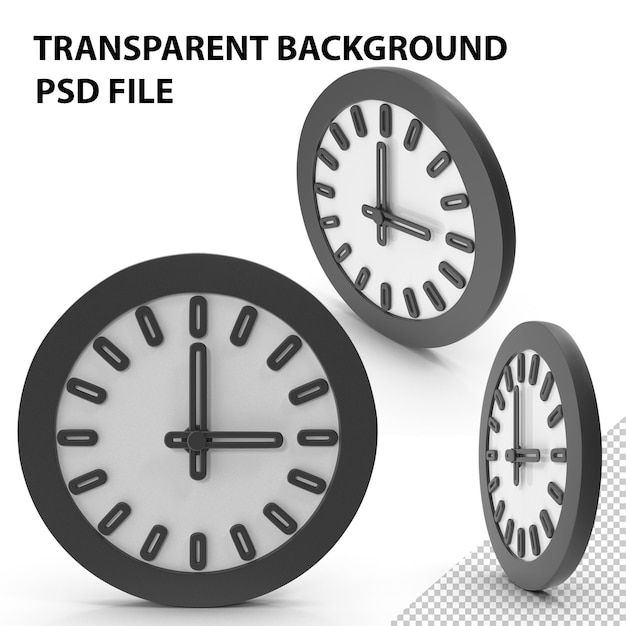 Icono de reloj de pared en blanco y negro PNG