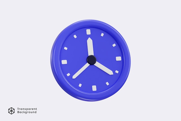 Icono de reloj de pared púrpura renderizado en 3D Gestión de tiempo de cronometraje y icono de cuenta atrás de fecha límite