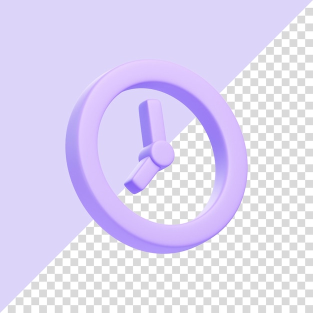 Icono de reloj púrpura aislado sobre fondo púrpura Icono 3D signo y símbolo Estilo minimalista de dibujos animados