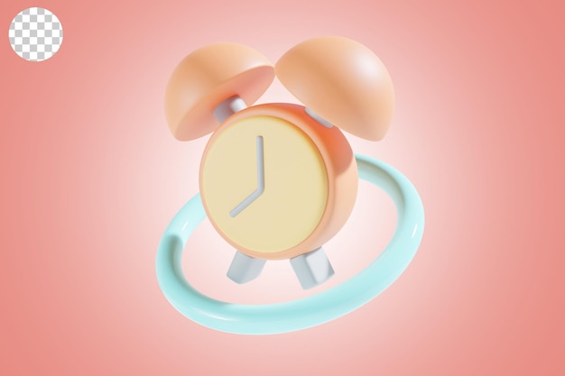 PSD icono de reloj de regreso a la escuela 3d render con tema de anillo naranja