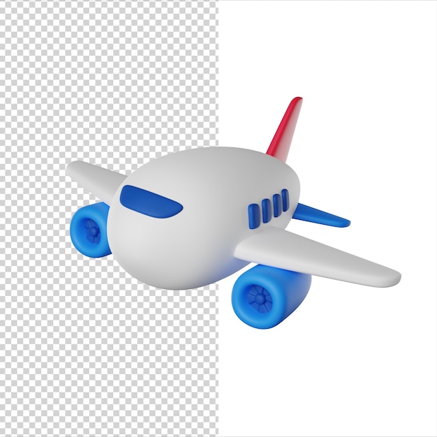 Icono de render 3d del avión de pasajeros