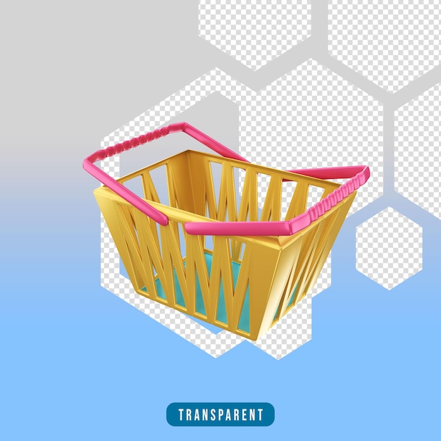 Icono de render 3d cesta de compras