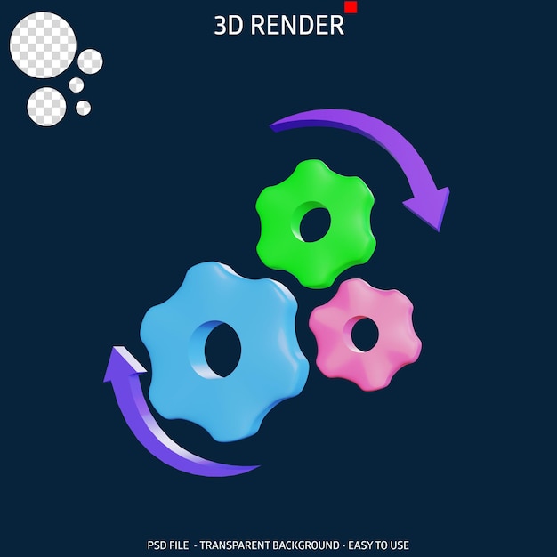 PSD icono de render 3d engranaje 12