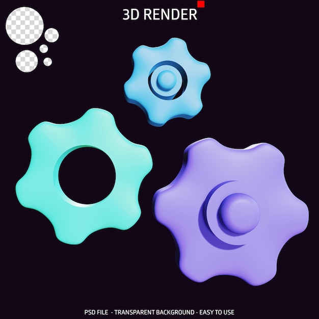 Icono de render 3d engranaje 17