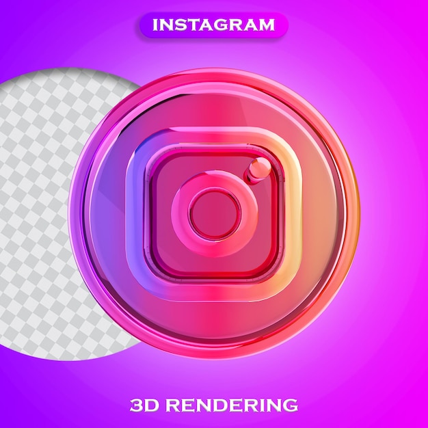 Icono de render 3d de instagram de redes sociales aislado