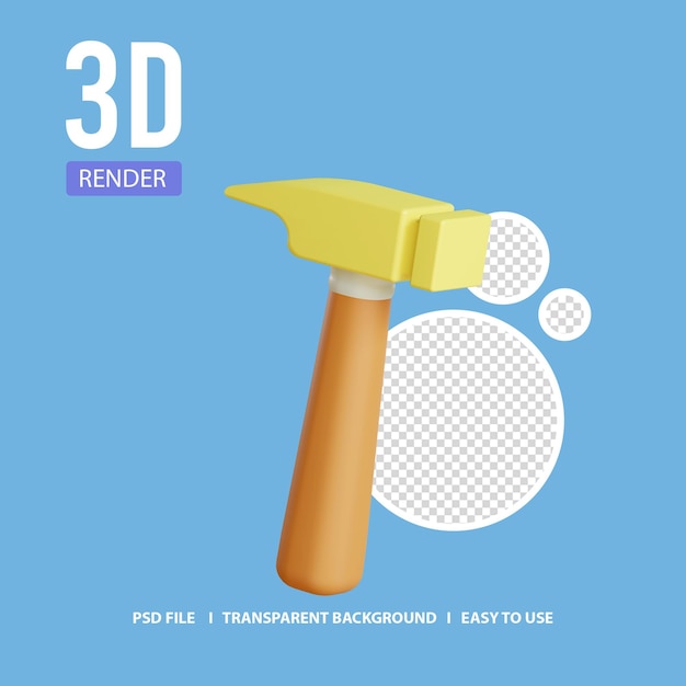 Icono de render 3d martillo