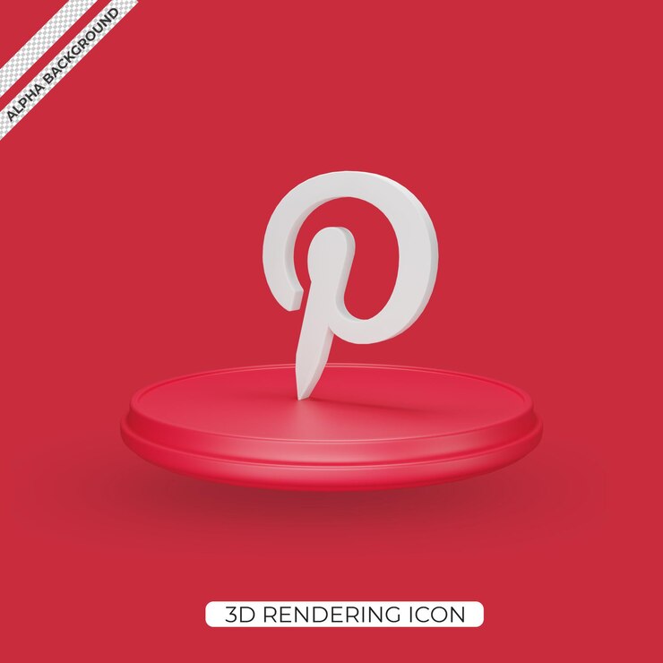 PSD icono de render 3d de pinterest