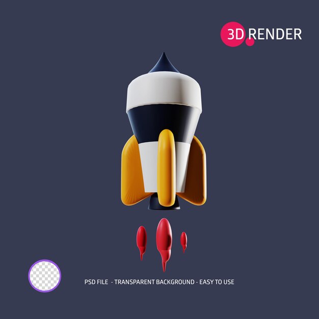 Icono de render 3D Rocket 4