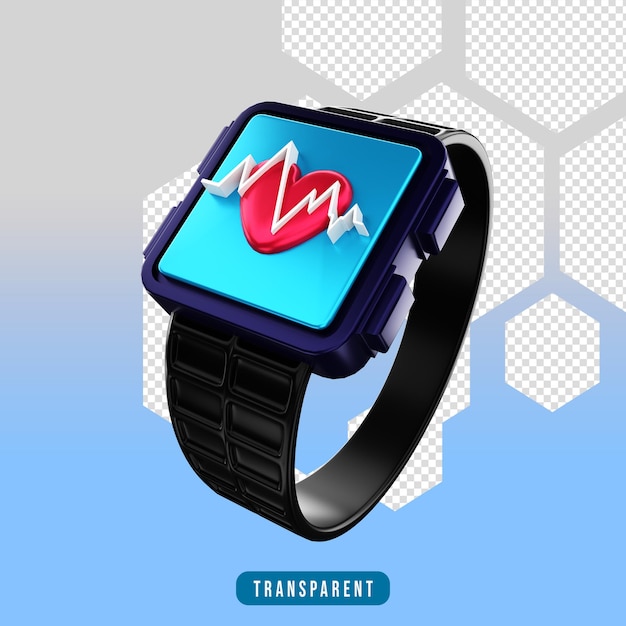 Icono de render 3d, smartwatch, gimnasio, equipo