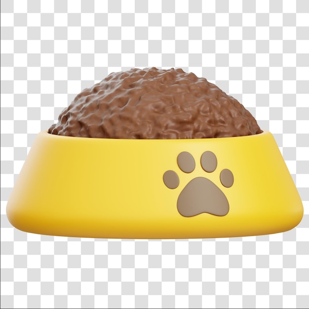 Icono de renderización 3D de alimentos para mascotas con fondo transparente aislado