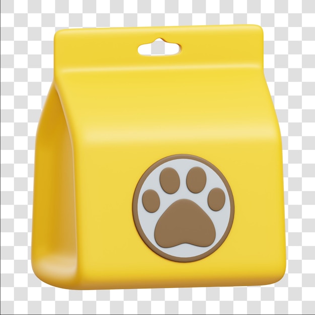 Icono de renderización 3D de alimentos para mascotas con fondo transparente aislado