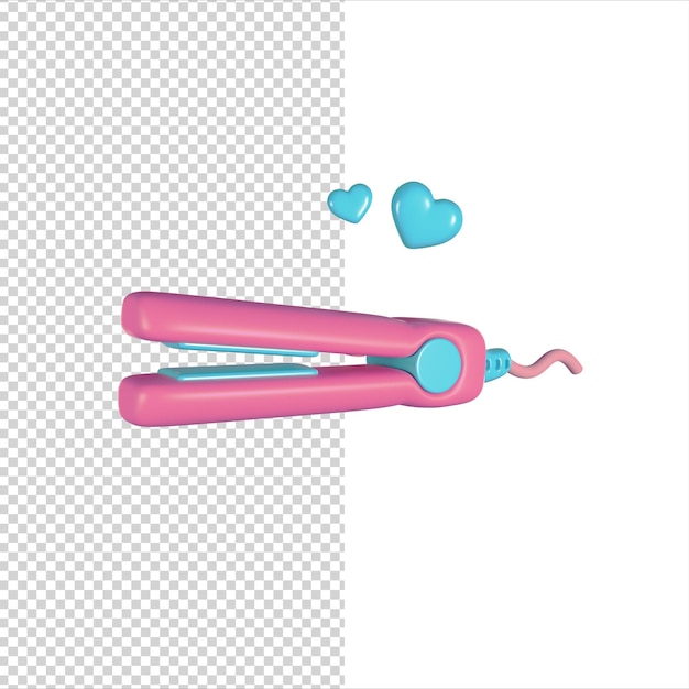 El icono de renderización 3D del enderezador rosado