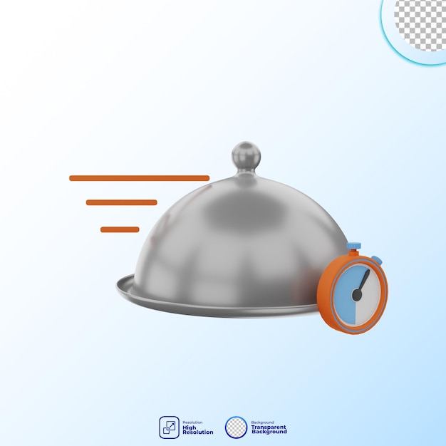 El icono de renderización 3D de la entrega de alimentos