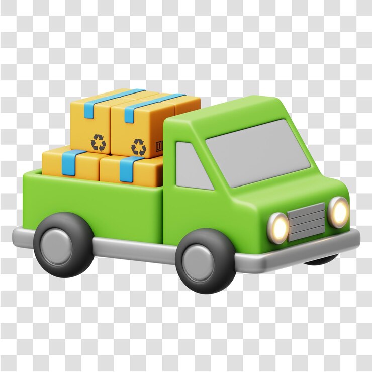 PSD icono de renderización 3d de entrega de camiones con fondo transparente aislado