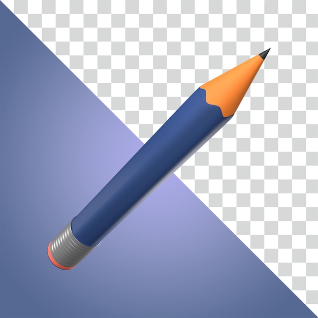 El icono de renderización 3D del lápiz azul