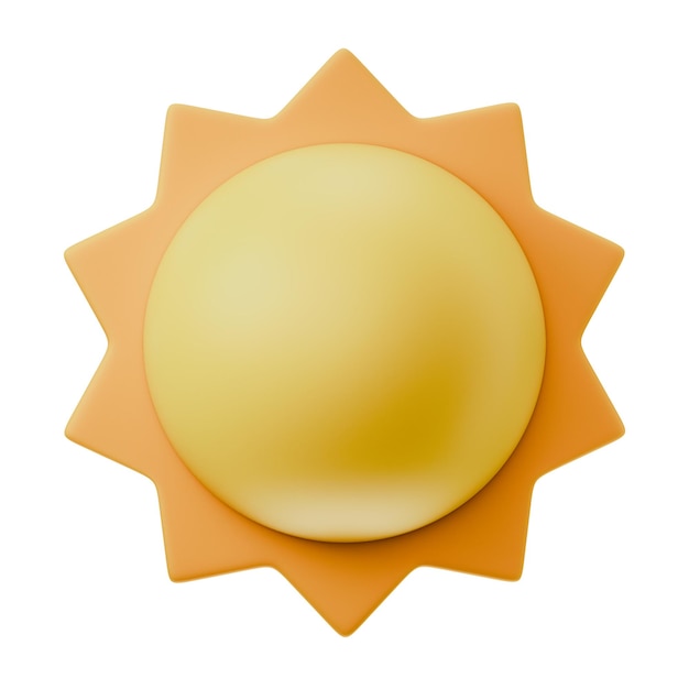icono de renderización 3D lindo y mínimo ilustración del sol con símbolo de energía de rayos