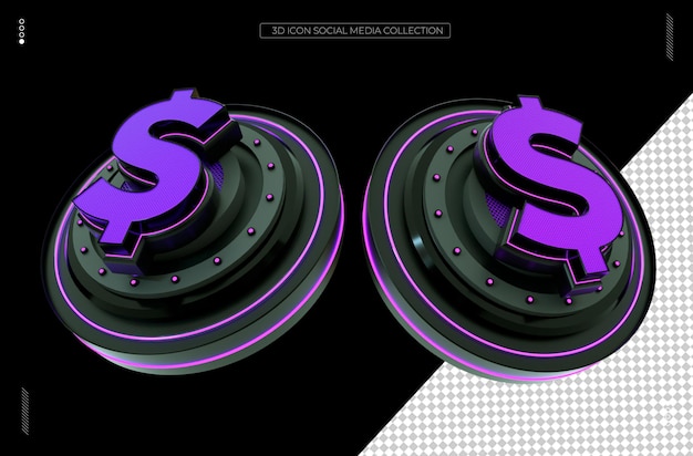 El icono de renderización 3D de la moneda de las redes sociales