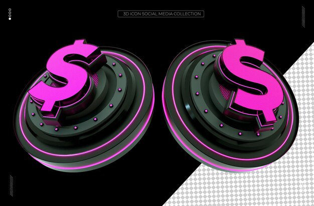 El icono de renderización 3D de la moneda de las redes sociales